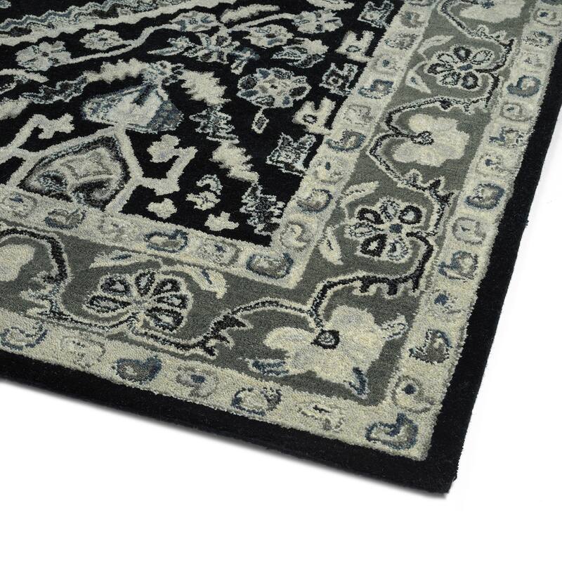 Charlotte Collection Black Hand Tufted Indoor Area Rug