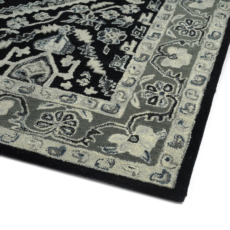 Charlotte Collection Black Hand Tufted Indoor Area Rug