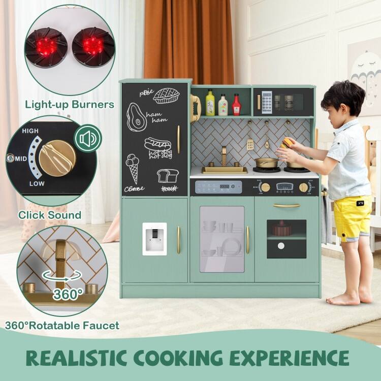 Pretend Play Kitchen with Utensils for Kids Aged 3+ - 36" x 12" x 39"