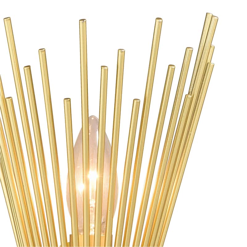 Mid-Century Wall Sconce - Dimmable Candelabra Lighting, Gold Finish, Reversible Mount, 6.5" Wide - 15.5