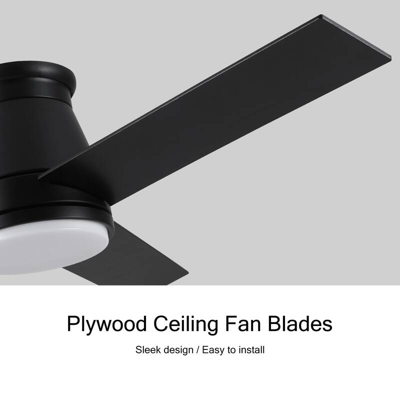 48" Remote Control Low Profile Ceiling Fan with LED Light and 3 Reversible Blades