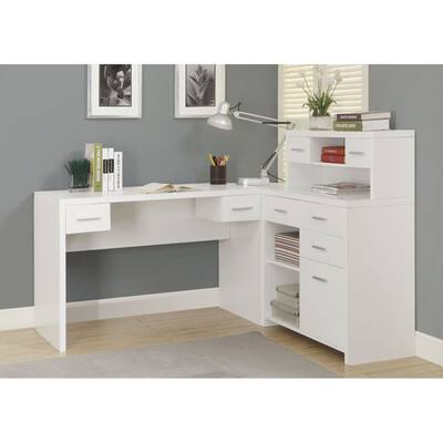Offex White Hollow-Core L Shaped Home Office Desk