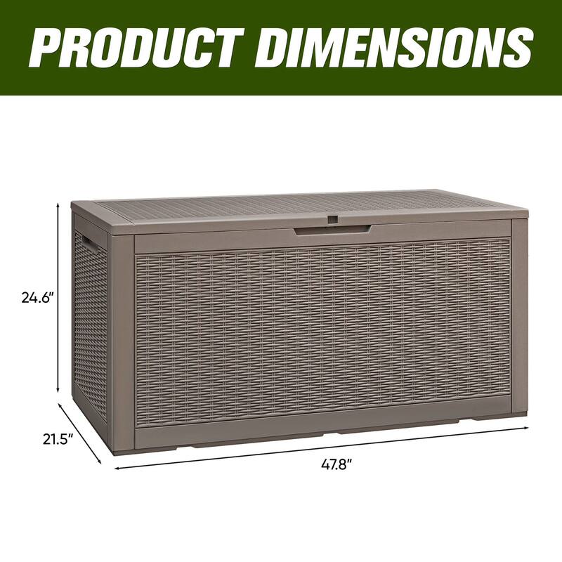 100 Gallon Outdoor Storage Box Waterproof Large Resin Deck Box Patio Storage Bench Lockable Storage Container
