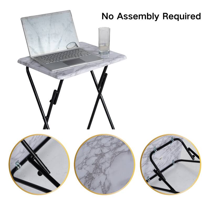 HomyLin Wood Folding TV Trays with Metal Frame, 2PC, Rustic Brown