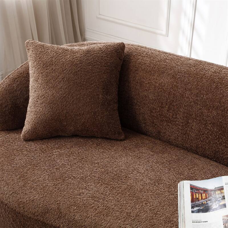 Modern Fabric Curved Sofa, 3 Seat Cloud Boucle Sofa