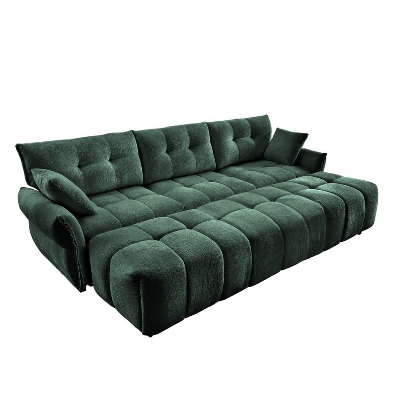 110.2" Chenille Three Seater Upholstered Sofa, 3 Ottoman