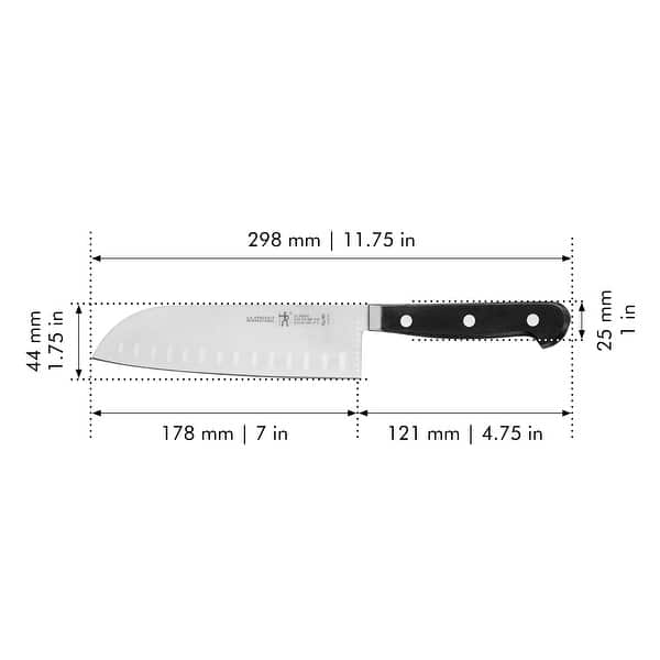 dimension image slide 0 of 2, HENCKELS CLASSIC Hollow Edge Santoku Knife