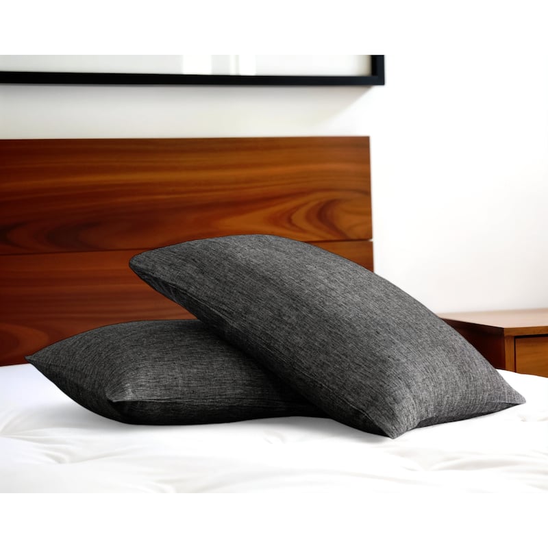 HomeRoots Set of Two Onyx Linen Pillowcases - Standard - Charcoal