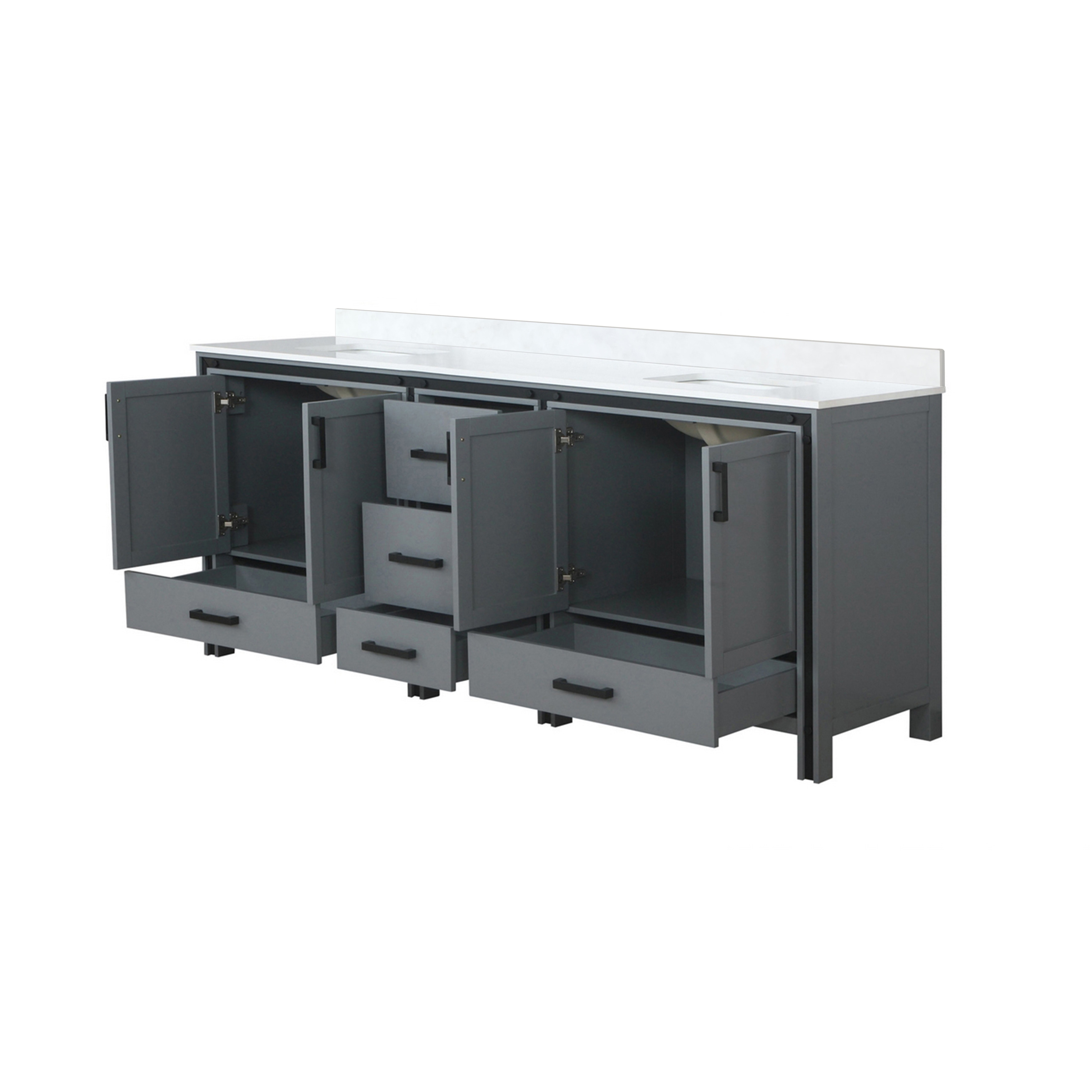 Ziva 84 in W x 22 in D White Double Bath Vanity and White Quartz