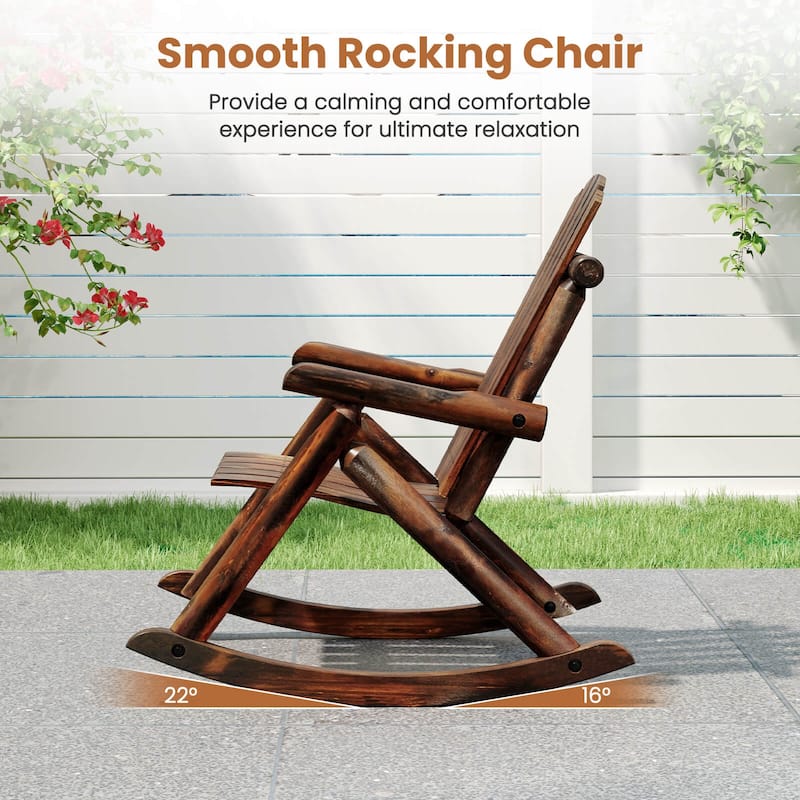 Costway 1/2 PCS Outdoor Adirondack Rocking Chair for Adults Solid Wood