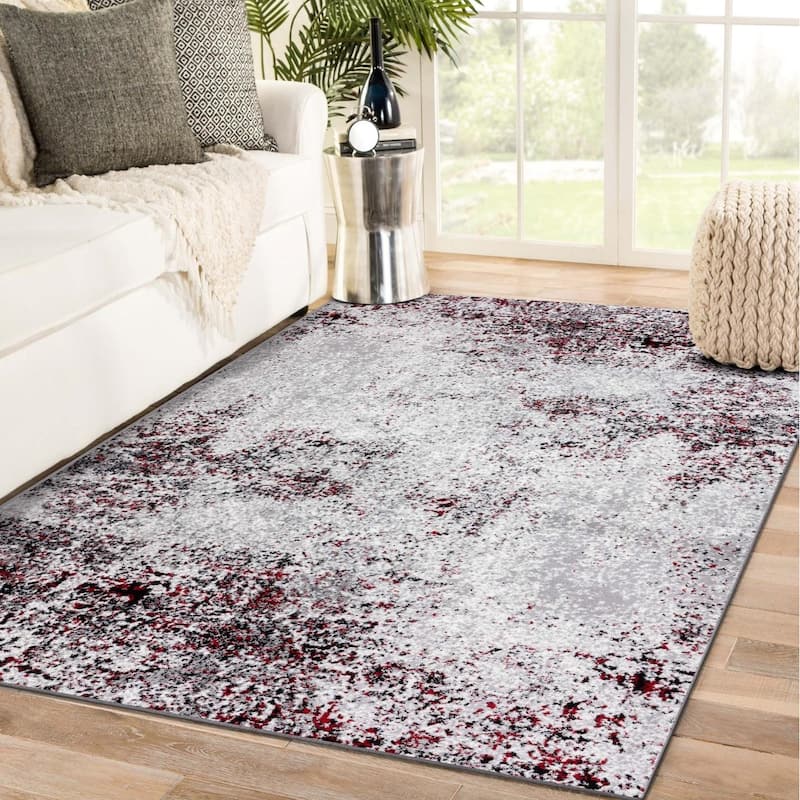 Luxe Weavers Modern Abstract Area Rug for Bedroom - 8' x 10' - Red