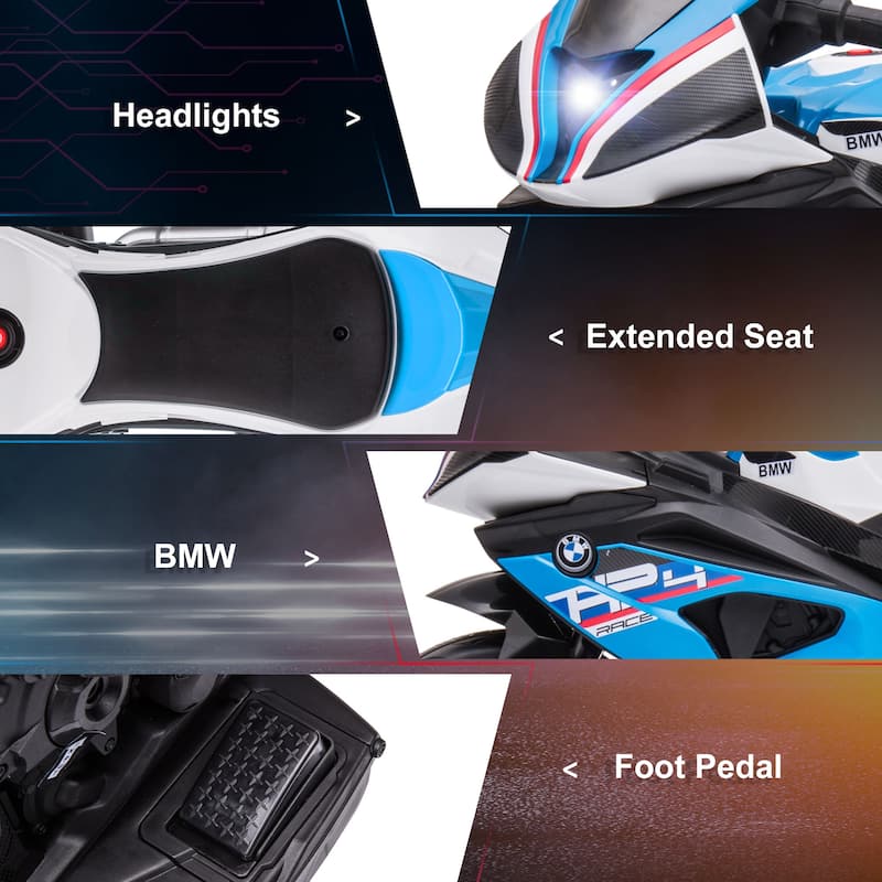 Electric Motorcycle with 2 Training Wheels, 6V Kids Motor Vehicle Toy with Headlights, Exclusive Child Car with Horn