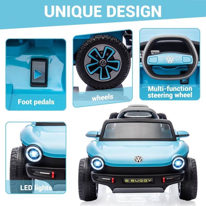 12V Licensed Volkswagen Beetle Ride-On Car for Kids with Remote Control, Battery Powered Electric Vehicle Toy