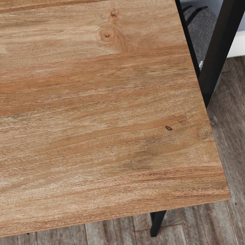 Wood Desk with Hutch and Thick Shelves, Brown