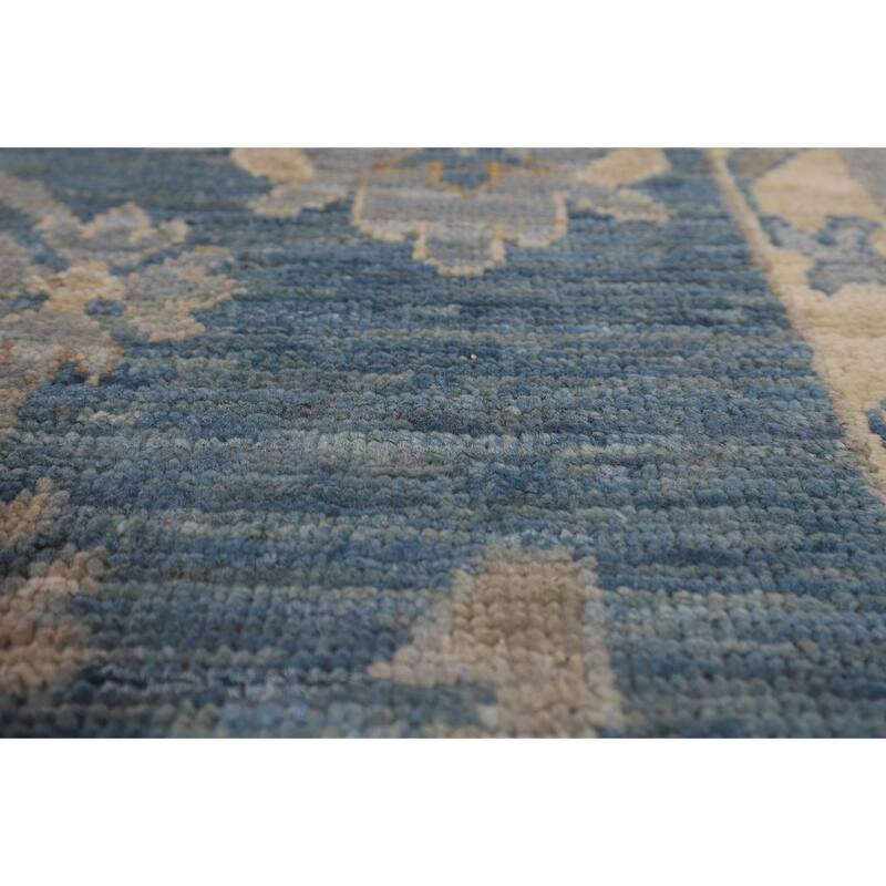 Blue Oushak Vegetable Dye Area Rug Handmade Wool Carpet - 8'2"x 10'0"