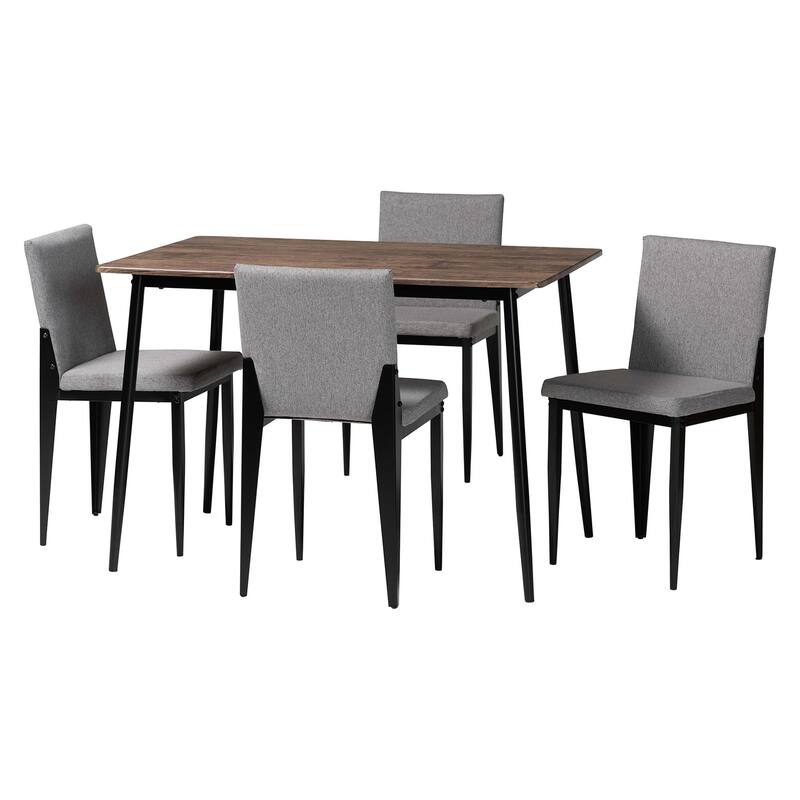 Bishop Industrial Fabric and Metal 5-Piece Dining Set - Grey