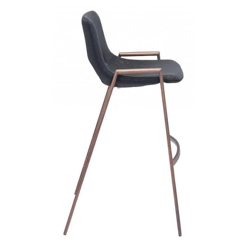 HomeRoots Set Of Two 39" Black And Brown Steel Low Back Bar Height Chairs With Footrest - 20.7
