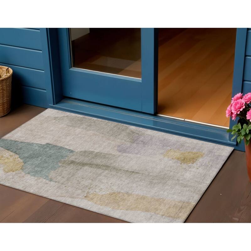 HomeRoots Abstract Transitional Rectangle Outdoor Rug - 3' x 5'