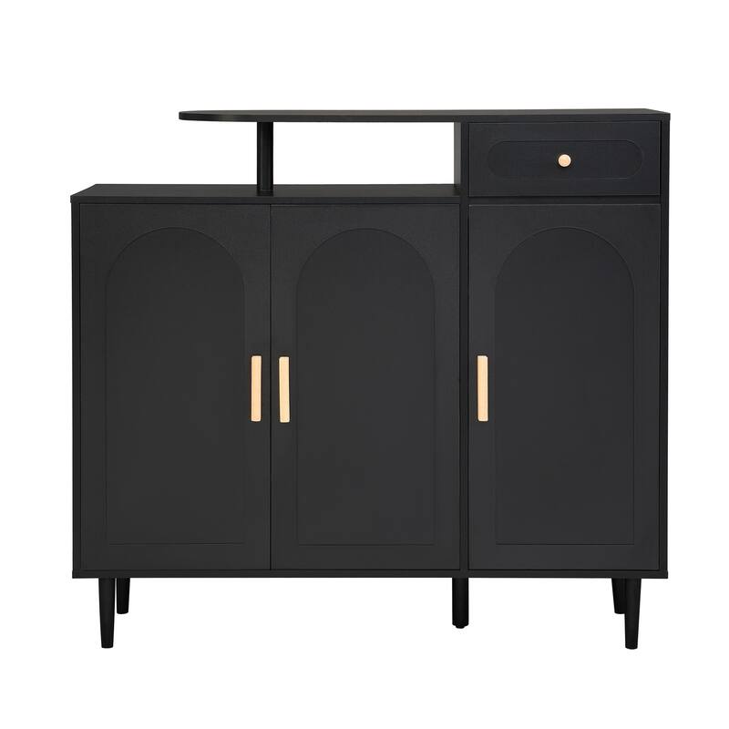 Elegant Shoe Cabinet with Arched Doors and Drawer