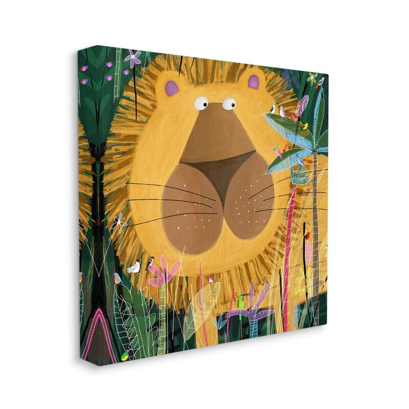 Stupell Tiger in Tropical Jungle Kids' Safari Animal Canvas Wall Art - Yellow