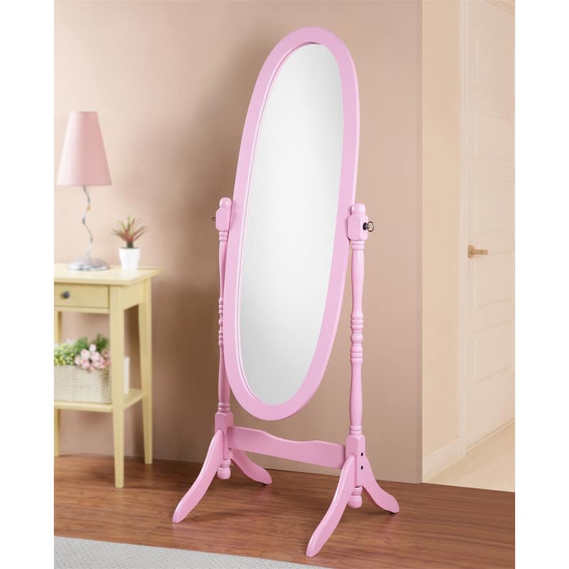 Traditional Queen Anna Style Wood Floor Mirror - Pink