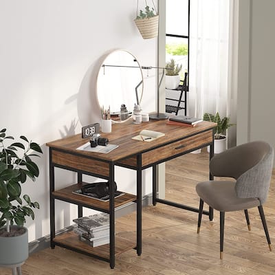 47" Computer Desk with Drawer and 2-Tier Storage Shelves