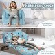 preview thumbnail 3 of 8, Sky Blue Foam Foldable Kids Sofa Bed with Printed Fabric and Zippers - 40.94” L x 22.83” W x 12.60” H