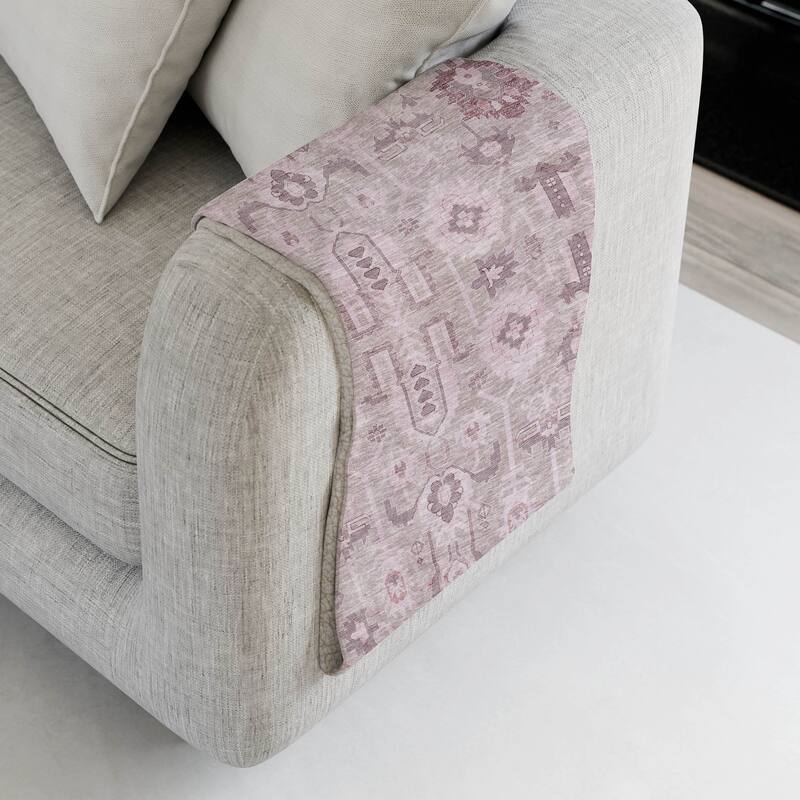 Premium Machine Washable Boho Global Sherpa Throw Blanket - Pink - 4'2" x 5'10"