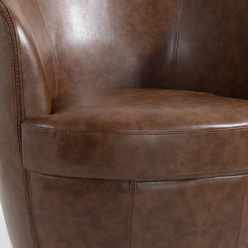 32" Wide PU Leather Swivel Barrel Chair with Metal Rotary Base (Set of 2)