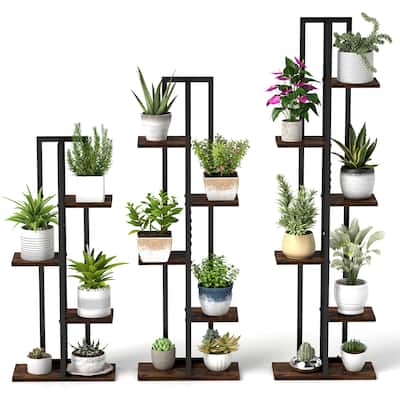 Gymax 3 PCS Plant Stand Set 4/5/6 Tier Indoor Flower Stands Multi