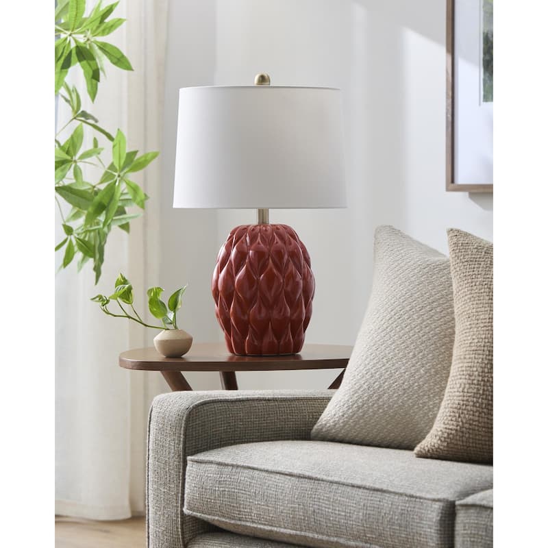 Livabliss Cagli Country Accent Table Lamp - Red/White