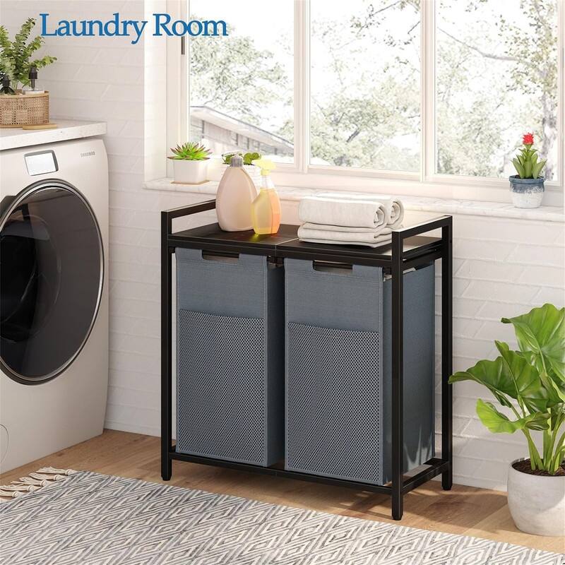 Laundry Hamper with Shelf - 28.3"L x 11.8"W x 28.5"H