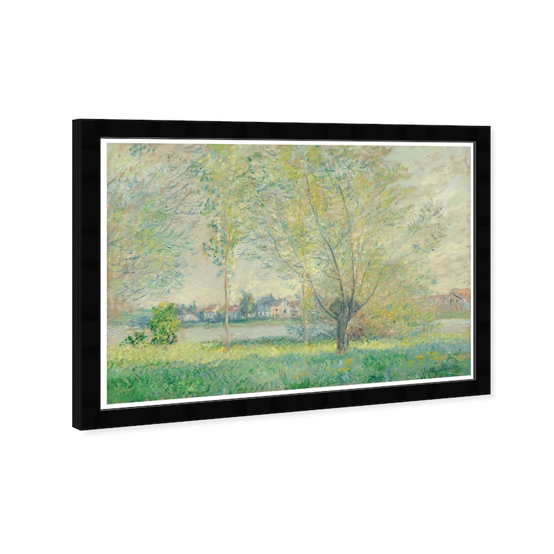 Wynwood Studio Prints Floral and Botanical Claude Monet - The Willows Green and Light Gray Traditional Wall Art Canvas Print