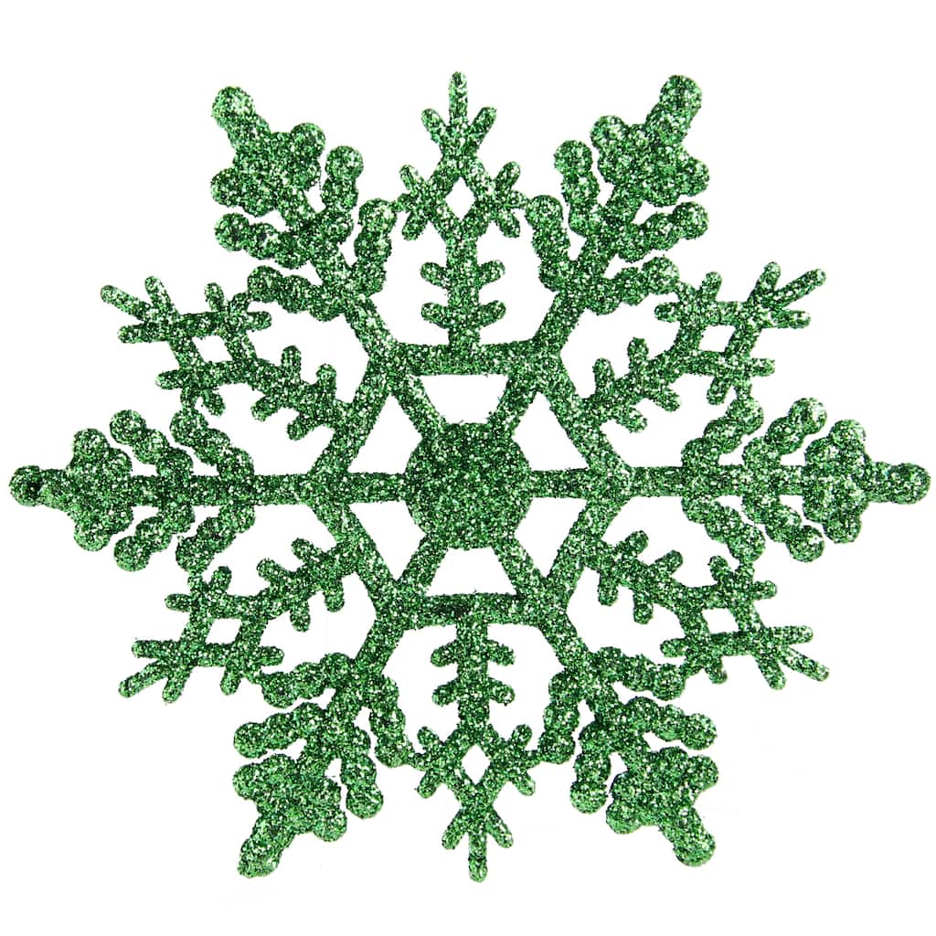 24ct Glittered Snowflake Christmas Ornaments 4"