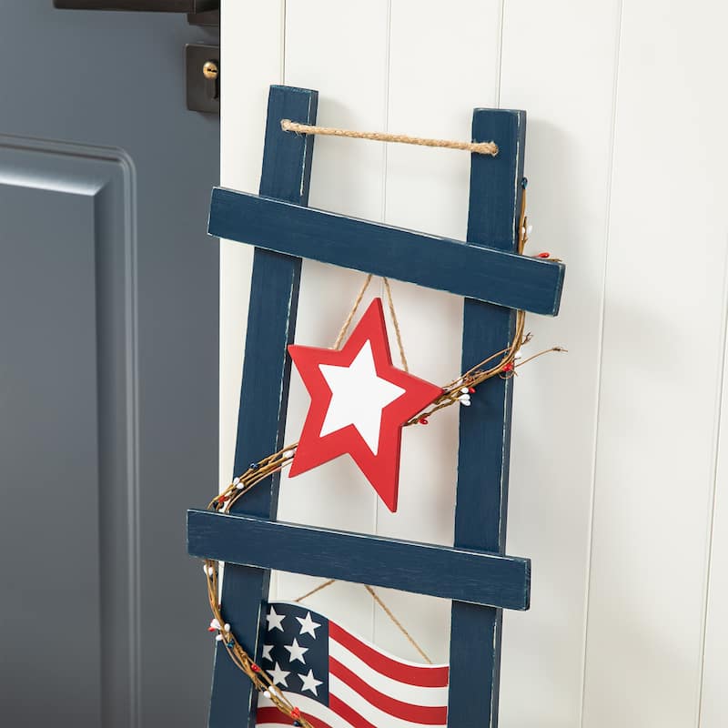 Glitzhome 36"H Patriotic Americana Ladder-shaped USA Porch Decor - 36 in
