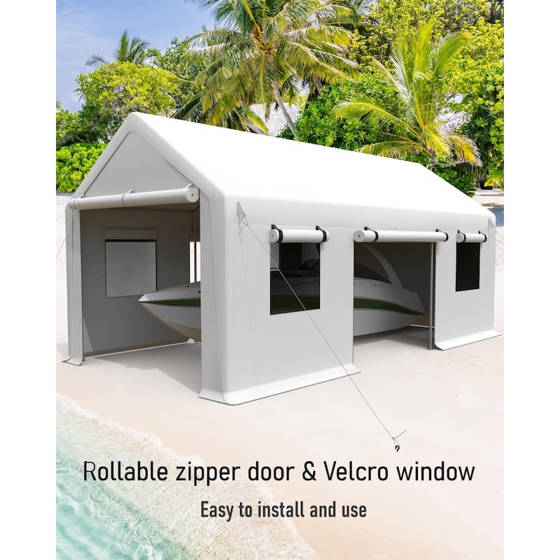 13'x20' Heavy Duty Carport Canopy with Front & Rear Doors