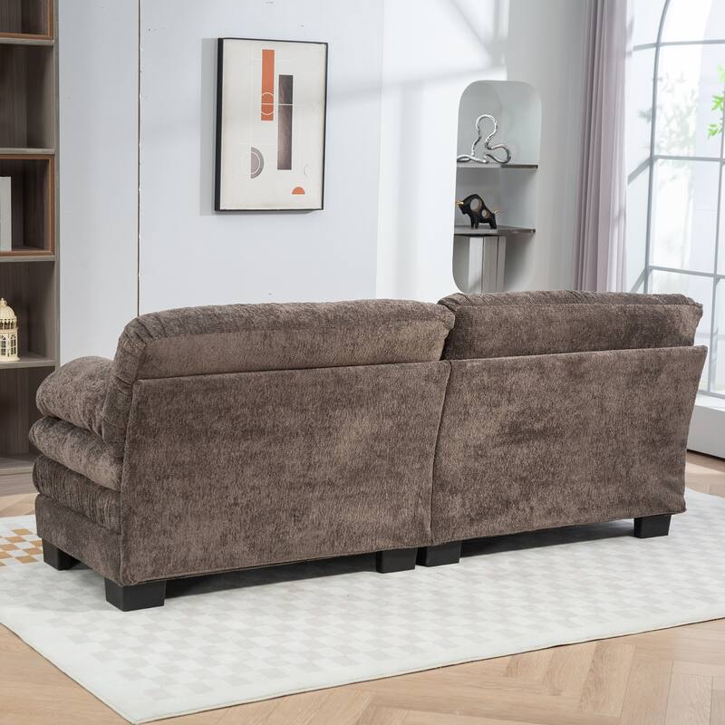 Two-seat Modular Sleeper Sofa, Gray Chenille, for Living Room