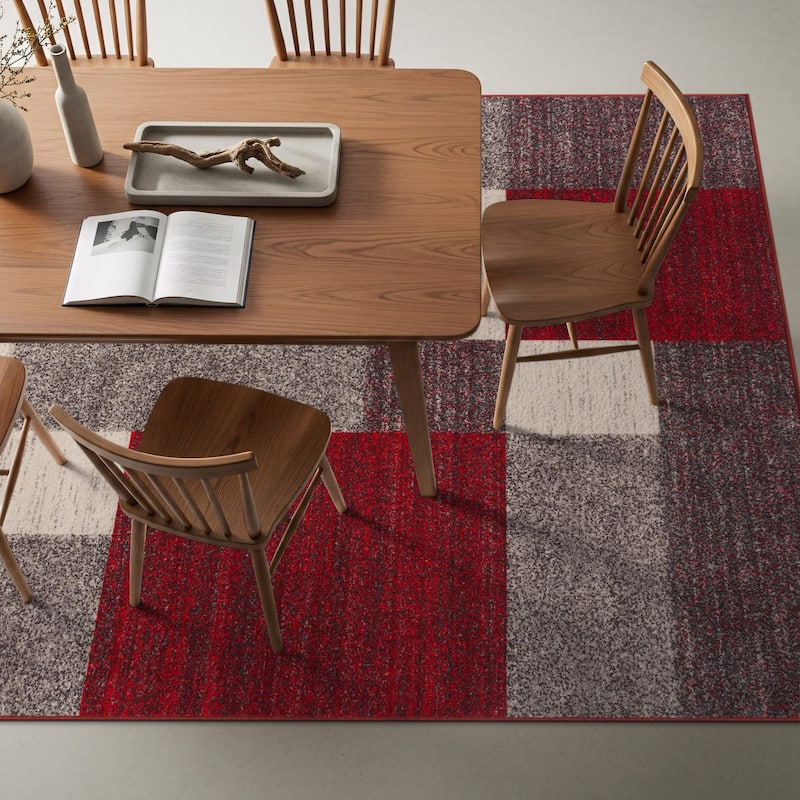 World Rug Gallery Modern Boxes Design Non-slip (Non-skid) Area Rug