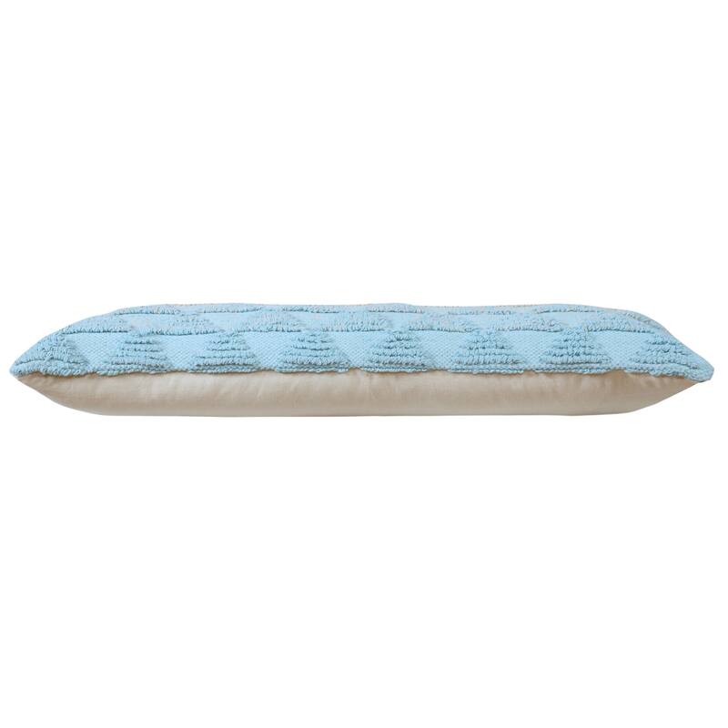 HomeRoots 14" X 36" Light Blue And Off-White 100% Cotton Geometric Zippered Pillow