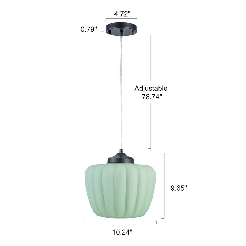 Modern 1-Light Green Lantern Glass Pendant Light for Kitchen Island, Dining Room
