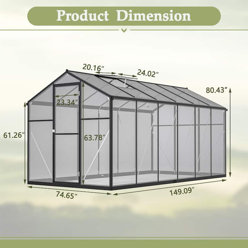 GDFStudio - Amelia Large Walk-In Outdoor Greenhouse with Secure Structure and Ventilation Design