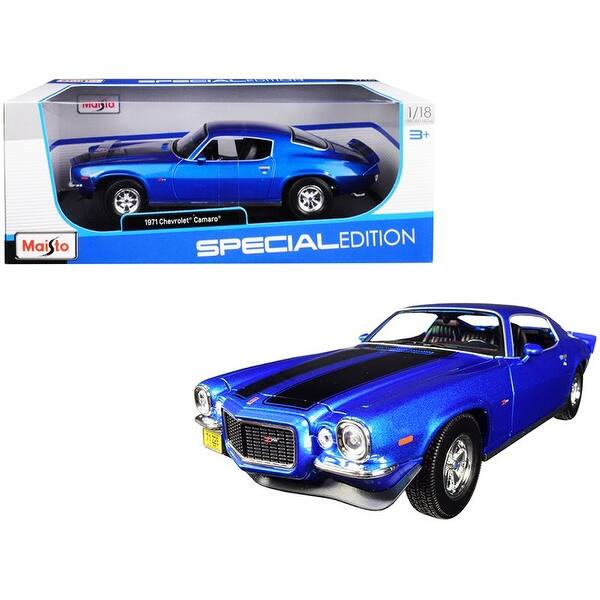 Shop 1971 Chevrolet Camaro Metallic Blue With Black Stripes 1 18