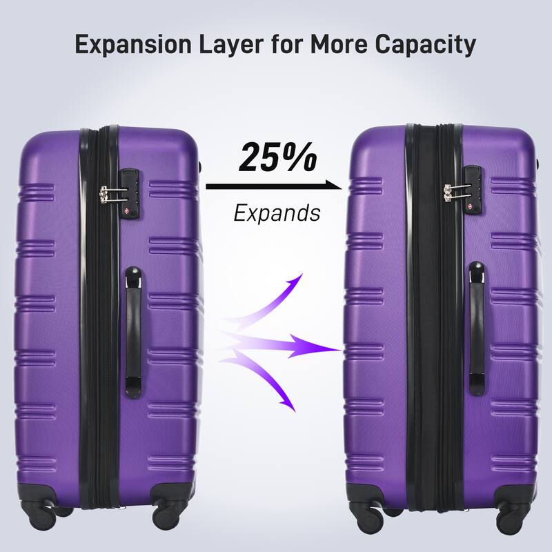 3-Piece Luggage Sets, 20" + 24"/20''+28'' Luggage with Travel Bag, Lightweight Suitcase Set with Spinner Wheels and TSA Lock