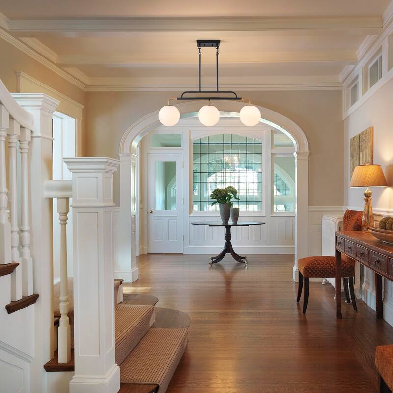 3 - Lights Modern Linear Globe Chandelier Kitchen Island Pendant Light - W33.9"