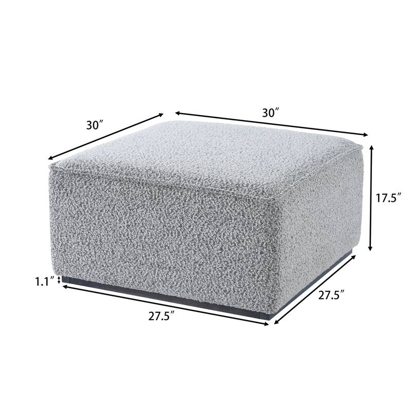 Square Upholstered Ottoman with Black Solid Wood Rubber Feet