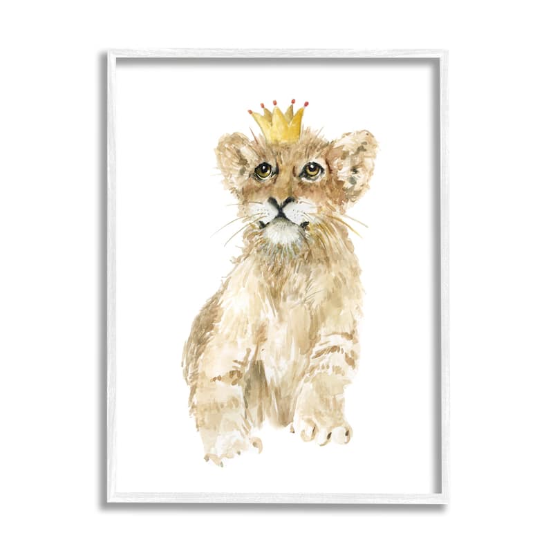 Stupell Lion Cub with Royal Crown Prince Jungle Animal Framed Wall Art - Brown