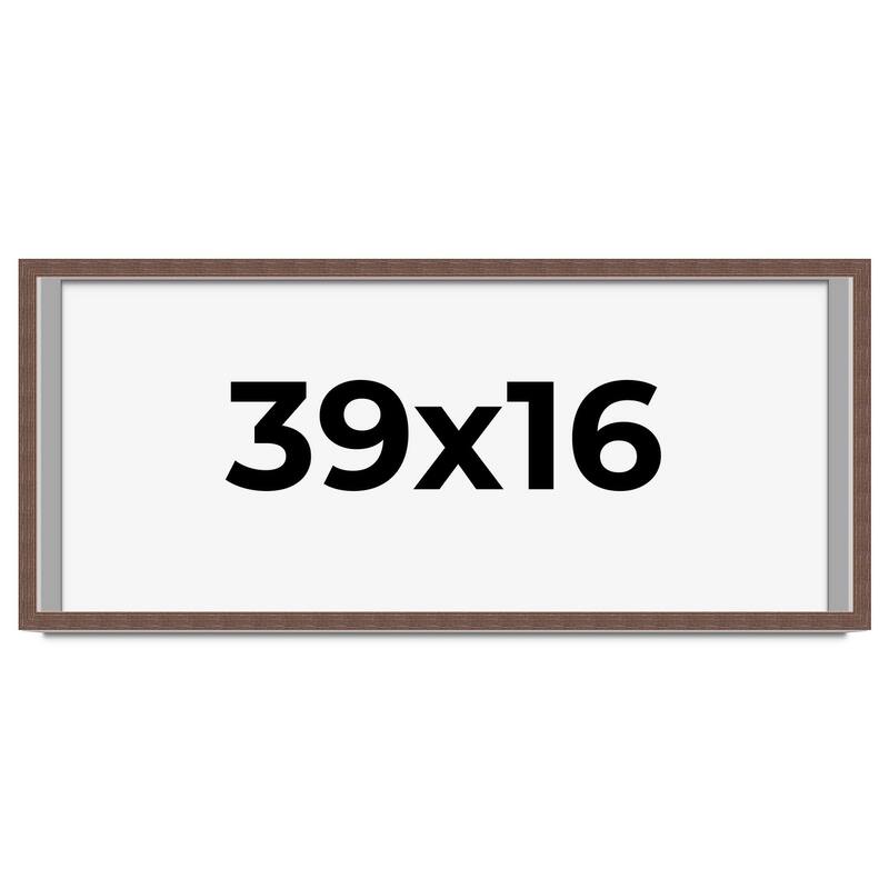 39x16 Shadow Box Frame Brown | 1.125 inches Deep Real Wood Rustic