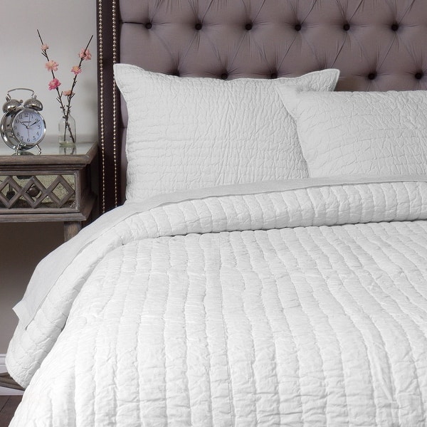 Cottage Home Brighton White Cotton Single Quilt - On Sale - Bed
