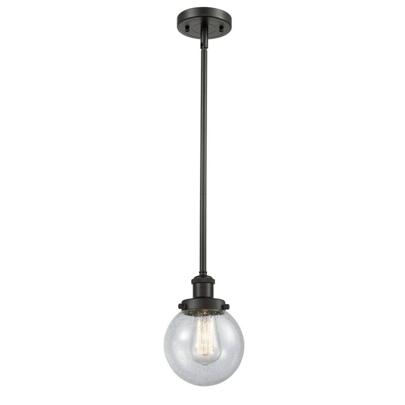 Innovations Lighting Beacon 6" Wide Mini Pendant - Rod Hung - Oil Rubbed Bronze / Seedy