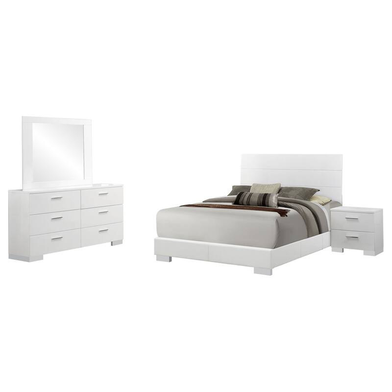 Dulcey White High Gloss 4-piece Queen Bedroom Set